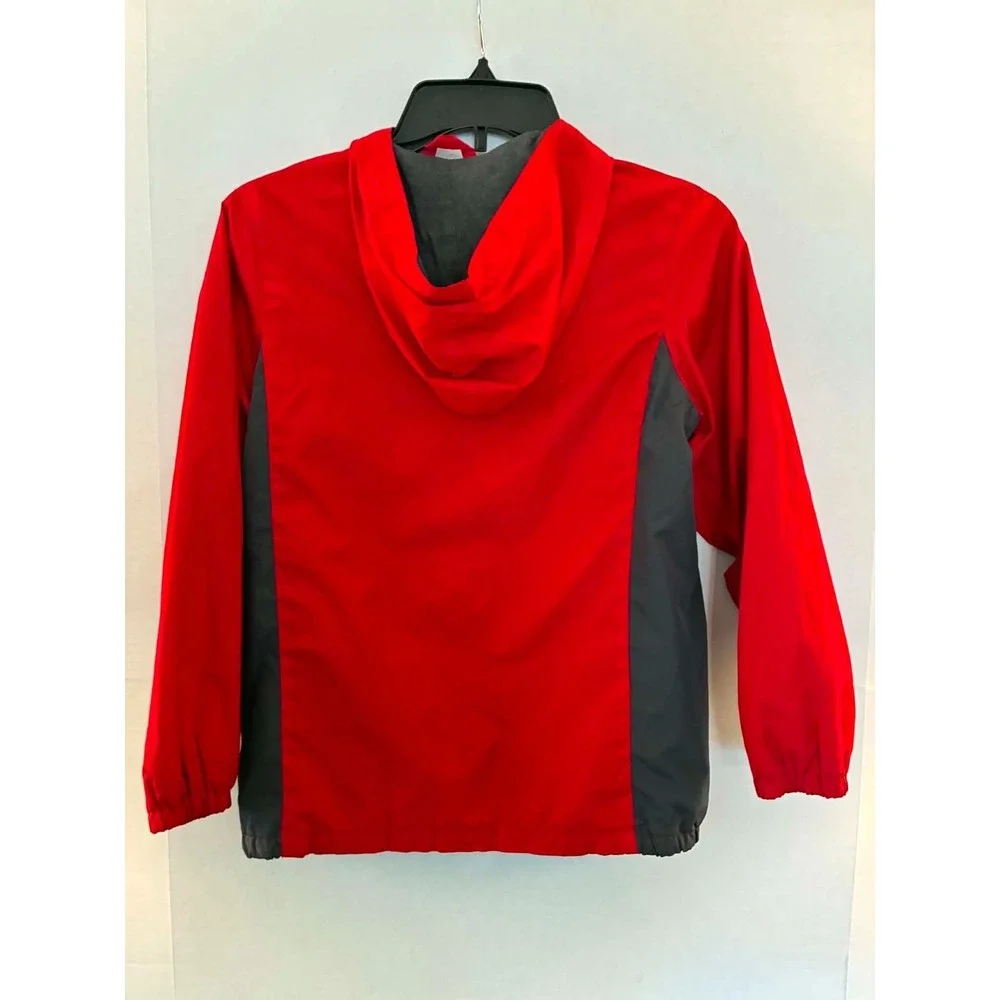 Gap Kids Boys M 8-9 Red Gray Hooded Windbreaker Jacket Full Zip Lightweight